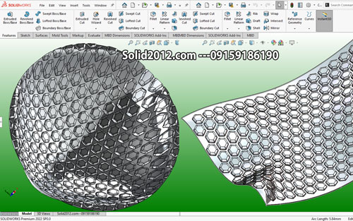 آموزش سالیدورک solidworks تکرار الگو روی سطح منحنی شکل