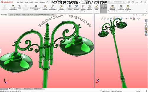 آموزش پیشرفته سالیدورک solidworks advanced طراحی چراغ برق ستون روشنایی