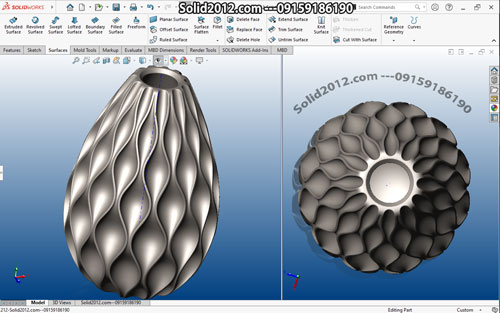 آموزش پیشرفته سالیدورک solidworks advanced طراحی سطح های شیار دار