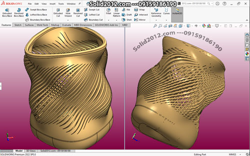 آموزش پیشرفته سالیدورک solidworks سطوح انحنا پیچیده