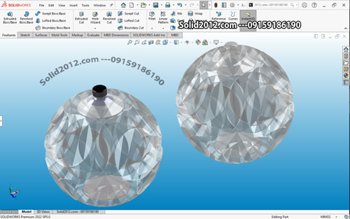 فیلم آموزش سالیدورک پیشرفته طراحی مدل با بافت روی سطح solidworks