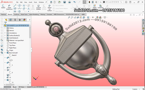 آموزش حرفه ای سالیدورک solidworks طراحی درکوب درب ضد سرقت