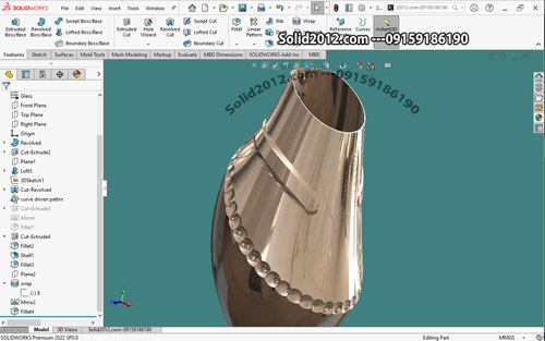 اموزش پیشرفته سالیدورک با دستور solidworks Loft Revolved wrap