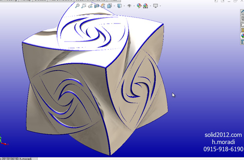 فیلم اموزش پیشرفته سالیدورک طراحی مدل مکعب با طرح برجسته