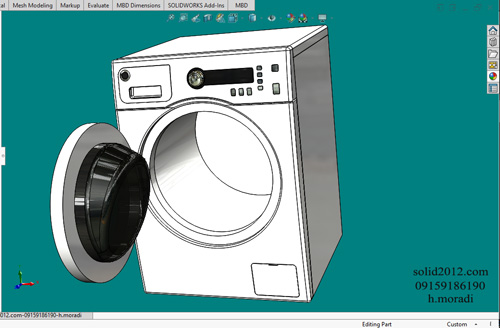 اموزش پیشرفته سالیدورک طراحی مدل ماشین لباسشویی