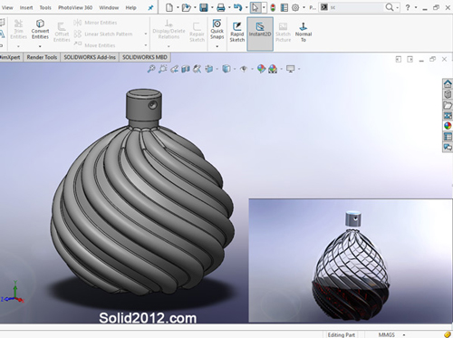 آموزش SOLIDWORKS طراحی ظروف شیشه بلور 