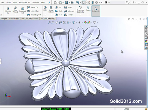 آموزش SOILDWORKS  طراحی مدل منبت کاری با 2017