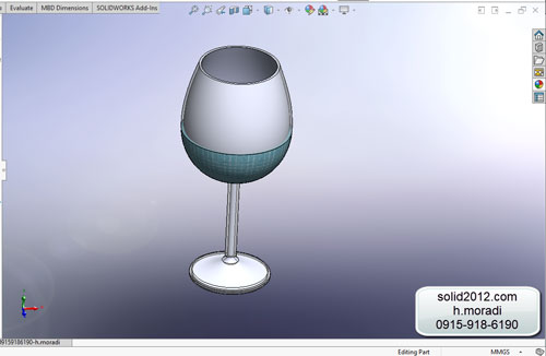  اموزش نرم افزار سالیدورک  solidworks  طراحی جام شیشه ای